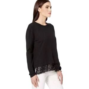 Lilly Pulitzer Cashmere Blend Marguerite Fringe Long Sleeve Sweater Black Small